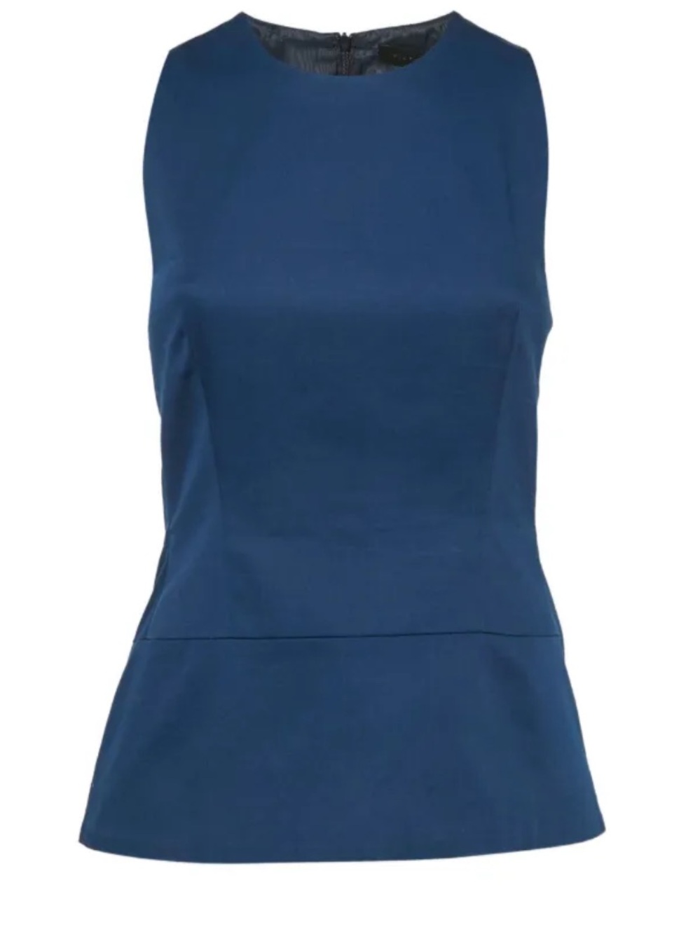 Victoria Beckham blue sleeveless cotton tailored peplum blouse US SZ 6